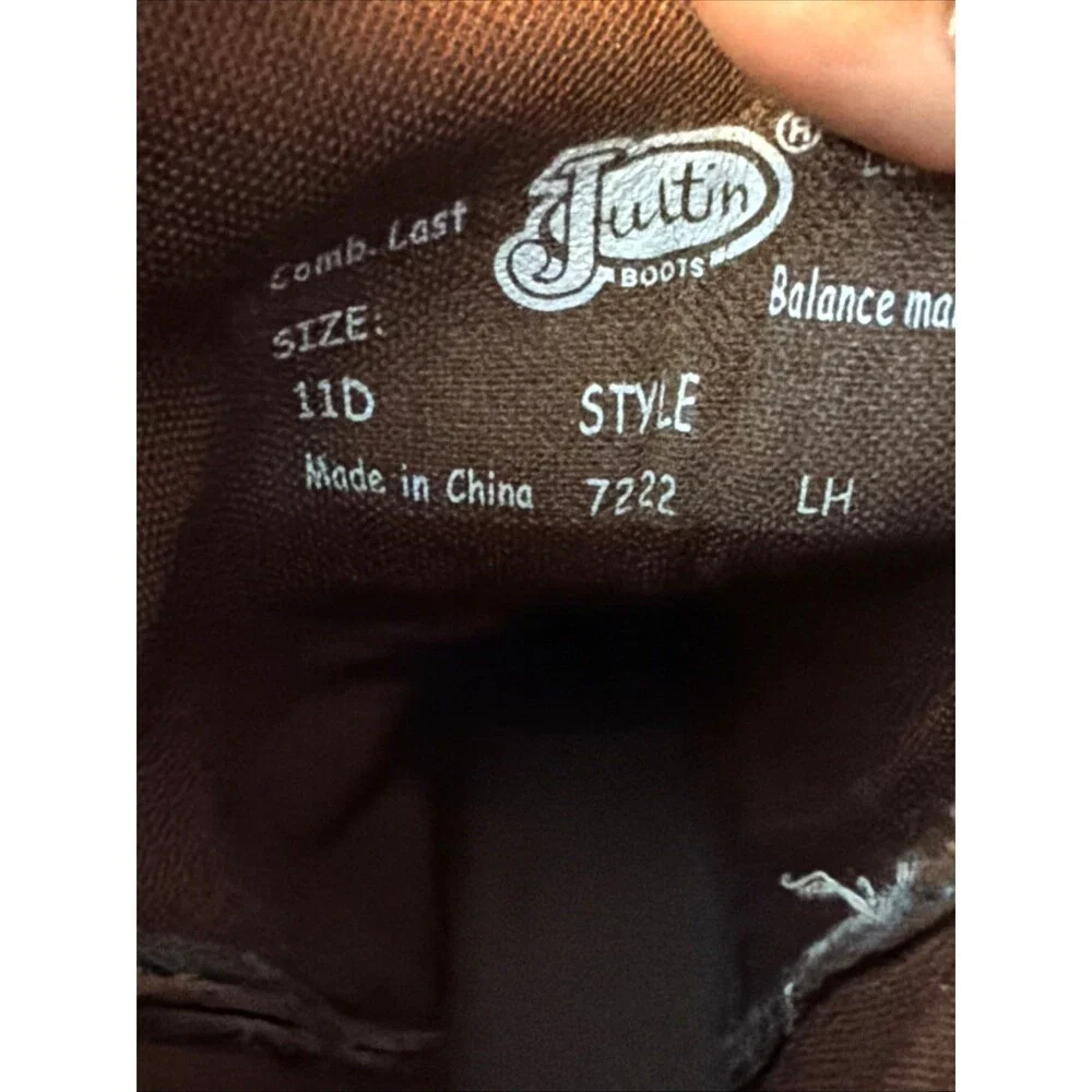 Justin Boots 11D Chet Mens Stampede Cowboy Leather Brown 7222